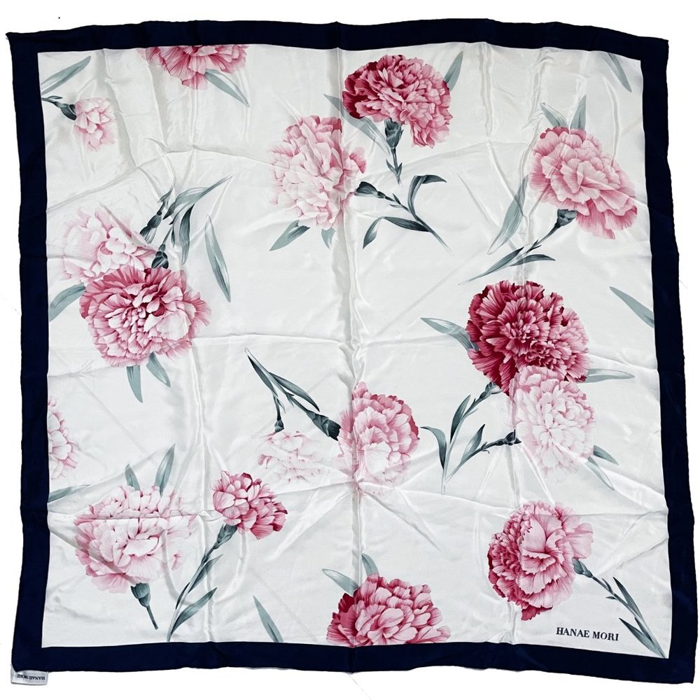 Hanae Mori Silk Scarf Shawl Floral Vintage